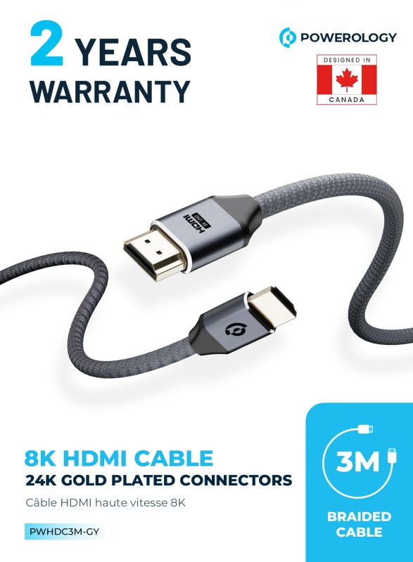 Powerology 8K HDMI Braided Cable 3M