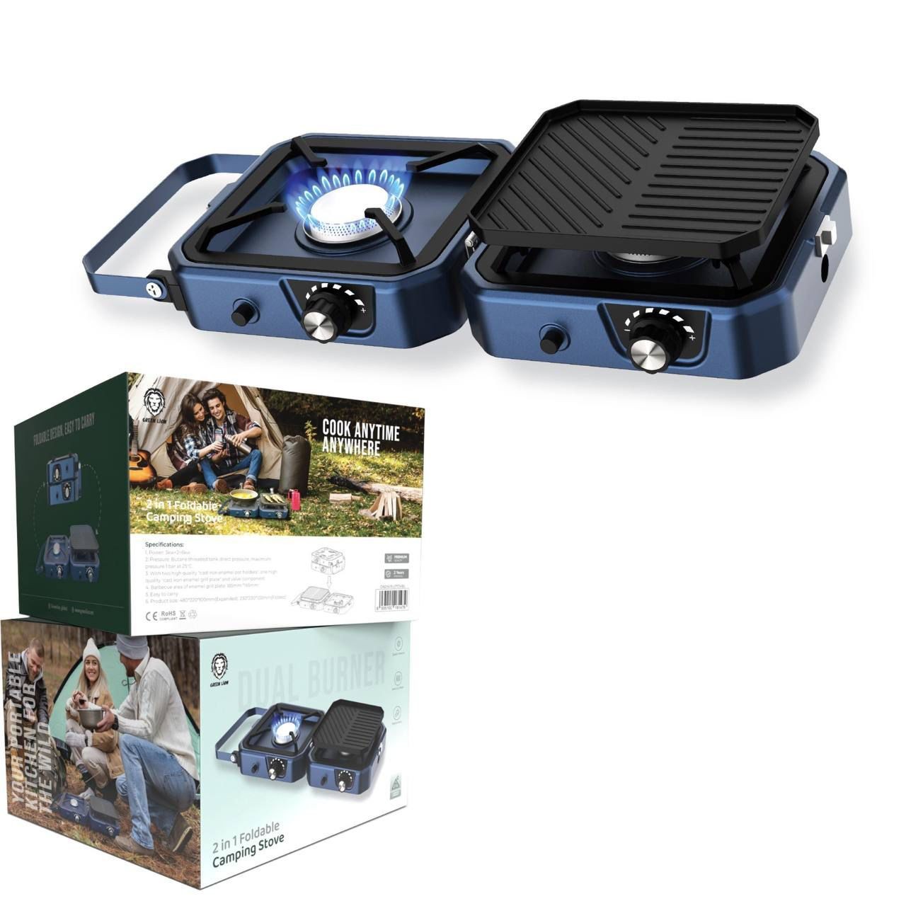 Green Lion 2 In 1 Foldable Camping Stove