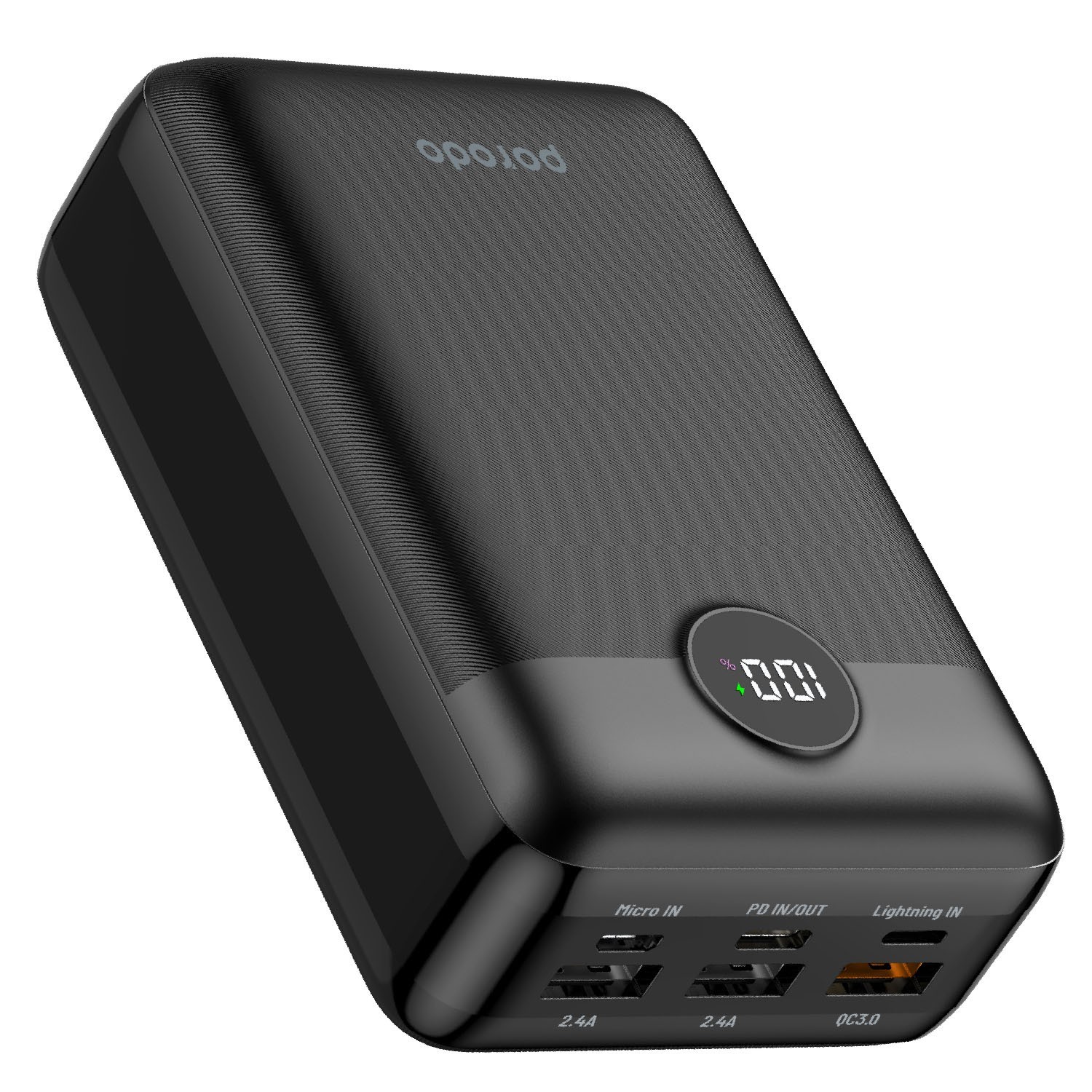 Porodo Super Compact Power Bank 30000mAh PD 20W QC3.0 - Black