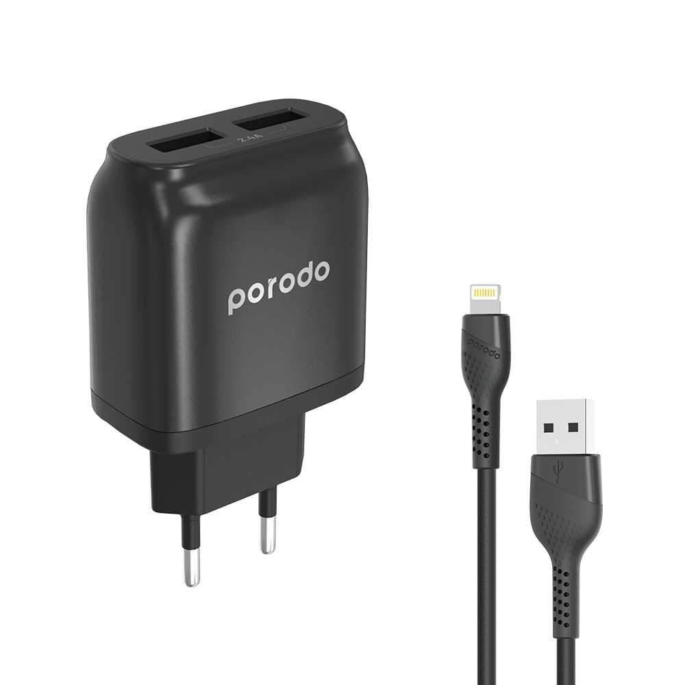 Porodo Dual Port Wall Charger Auto-ID 2.4A EU