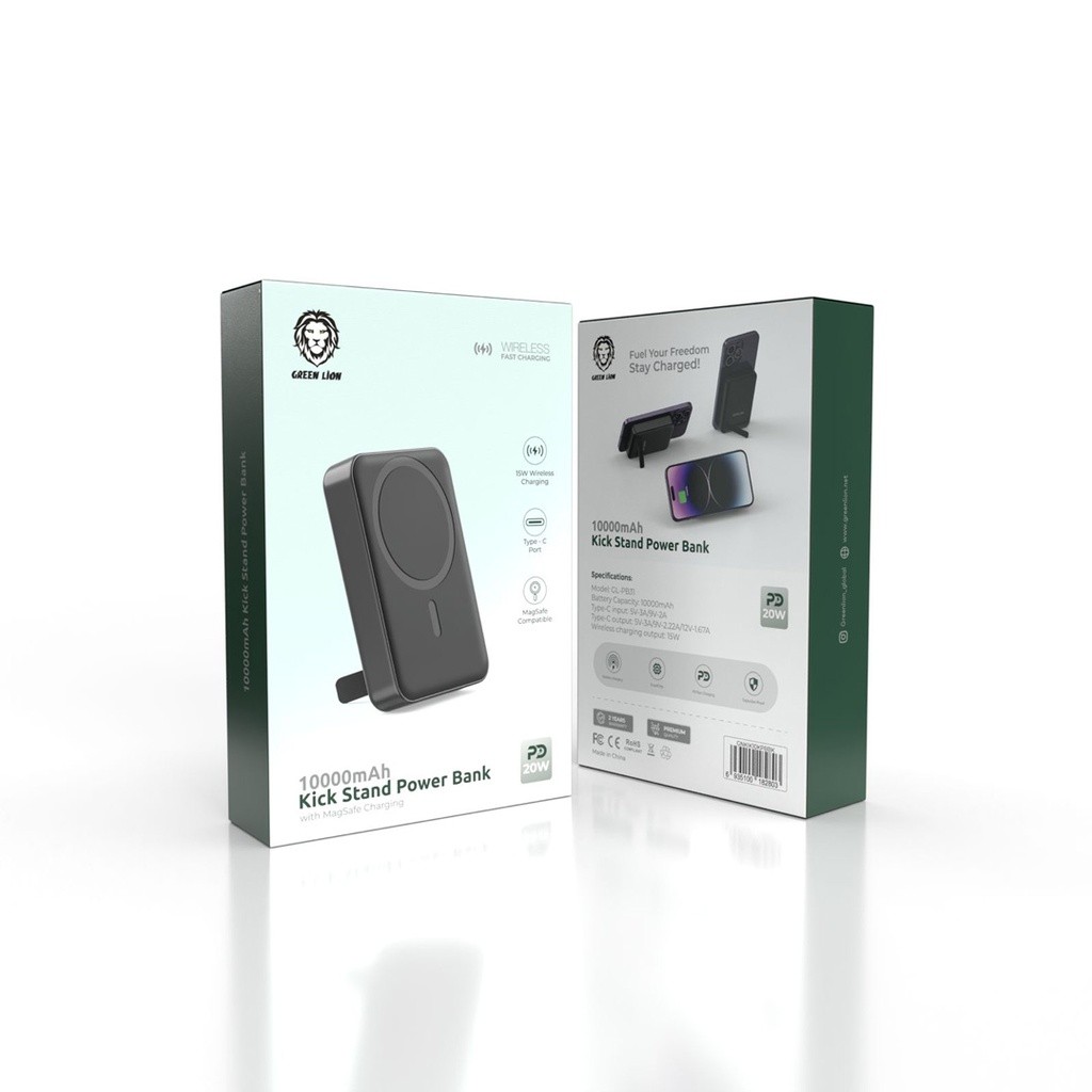 Green Lion 10000mAh Kick Stand Power Bank With MagSafe Charging