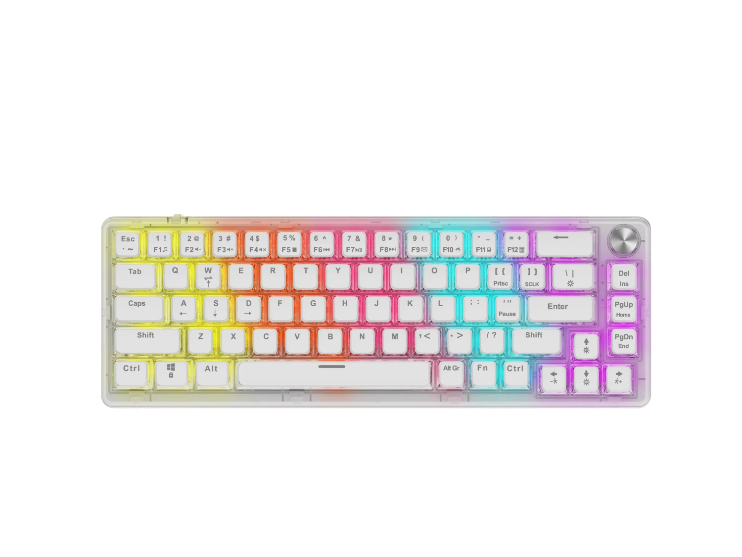 Porodo Gaming Pudding Keycaps Transparent Mechanical Keyboard Multi-Function Rotary Knob With 67Keys