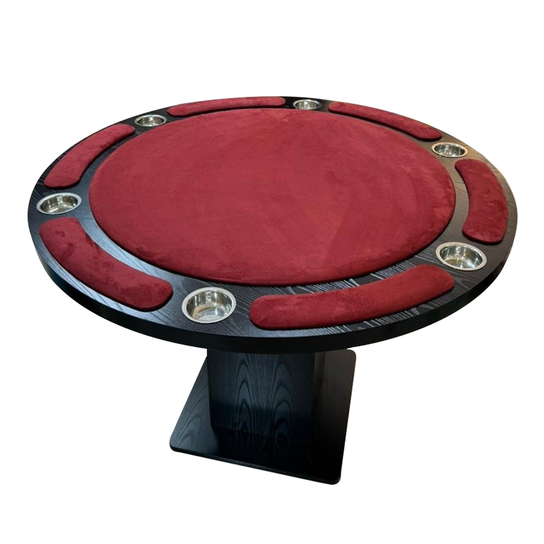 Card playing baloot table for 6 players Color Black and Maroon Red