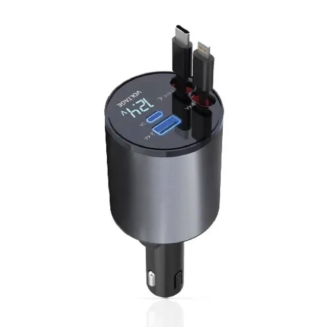 Green Lion 4 In 1 Car Charger With Retractable Cable