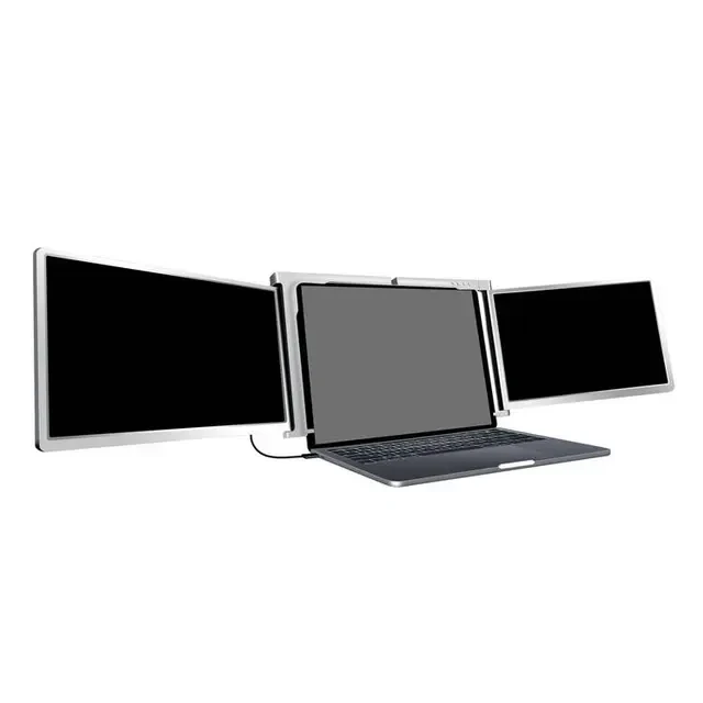 Powerology Dual Screen Portable Monitor 13.3" To 17.3" Laptops Single Wire Connection