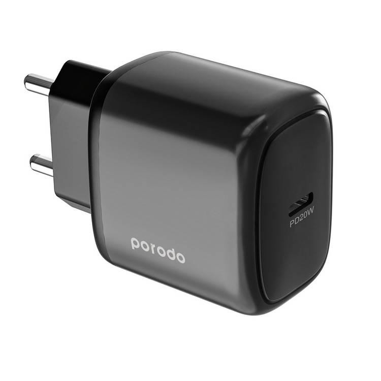 Porodo 20W Single USB C Charger EU with C-C 1.2M Cable - Black