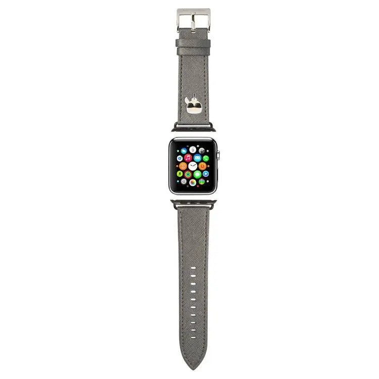 Karl Lagerfeld Strap PU Saffiano Karl Head Logo For Apple Watch 42/44MM - Silver