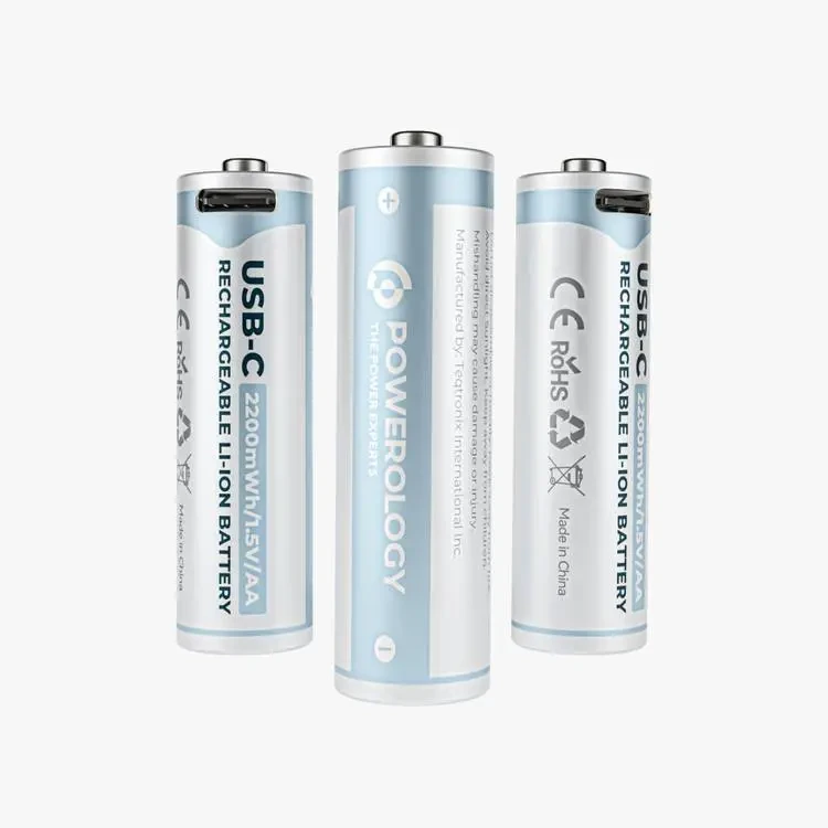 Powerology USB-C Rechargeable Lithium AA Battery (4pc pack)