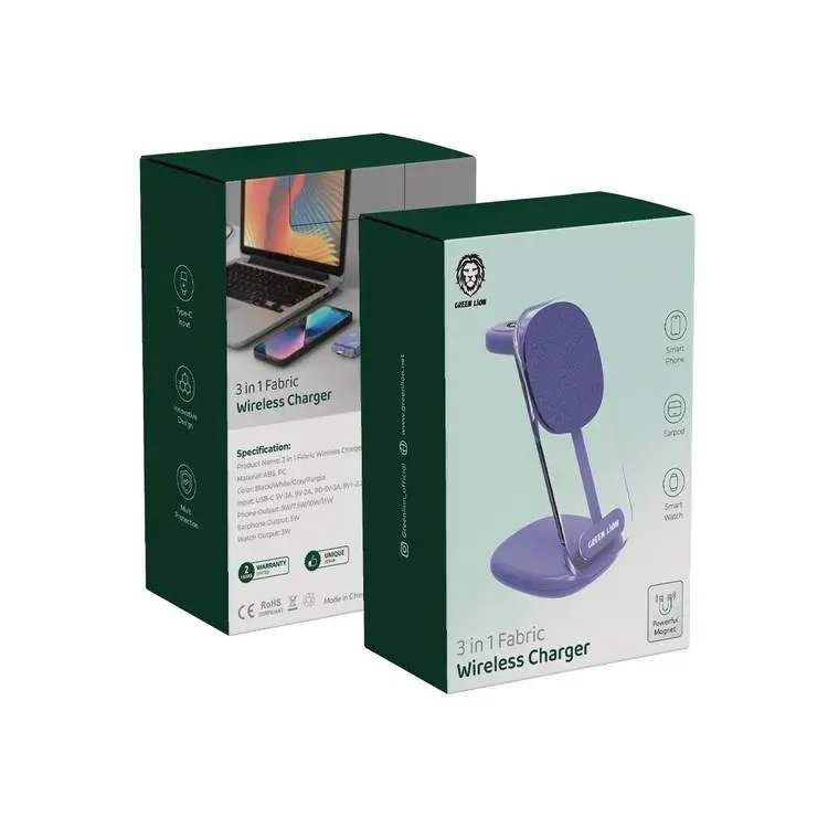 Green Lion 3 in 1 Fabric Wireless Charger 15W