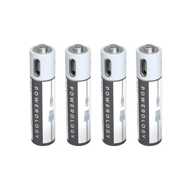 Powerology USB-C Rechargeable Lithium-ION AAA Battery (4pc pack)