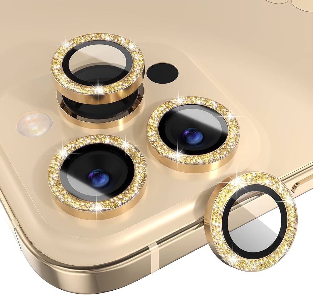 Green Camera Lens Pro Aluminum Protector for iPhone 14 Pro / 14 Pro Max - Gold