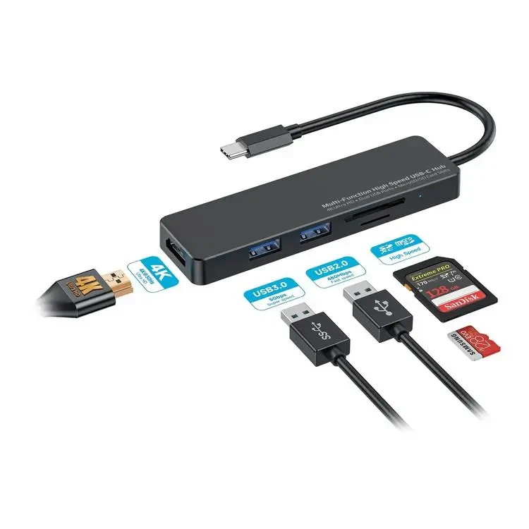 Porodo Blue 5in1 USB-C Hub HDMI USB SD MicroSD