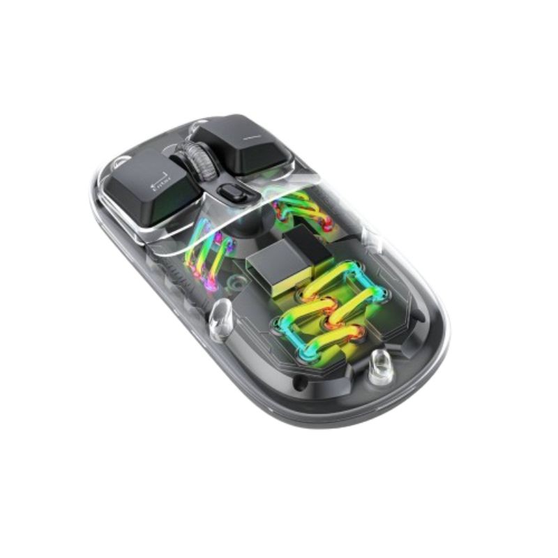 Porodo Transparent Dual-Mode Wireless Mouse RGB Light And Magnetic Cover