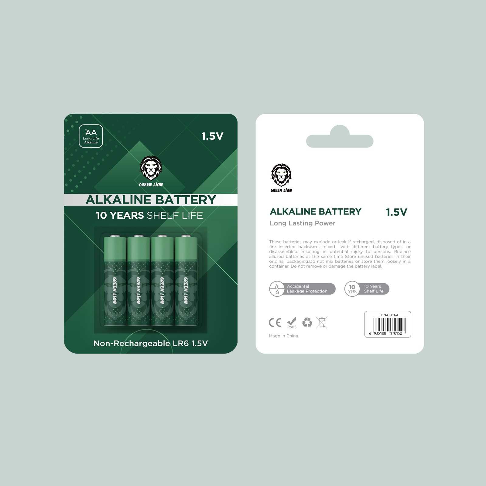 Green Lion Alkaline Battery AA ( 4pcs/pack ) 2700mAh / 1.5V - Green