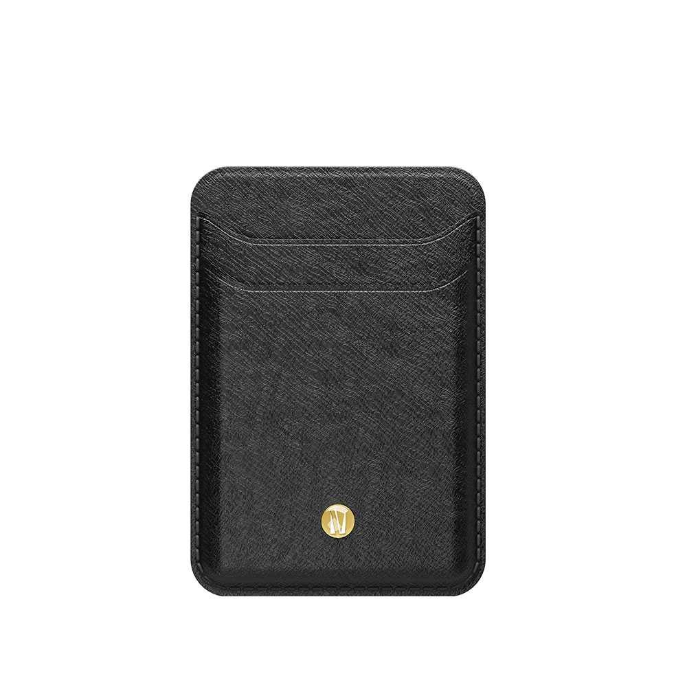  Levelo Bond Genuine Leather Magsafe Wallet - Black