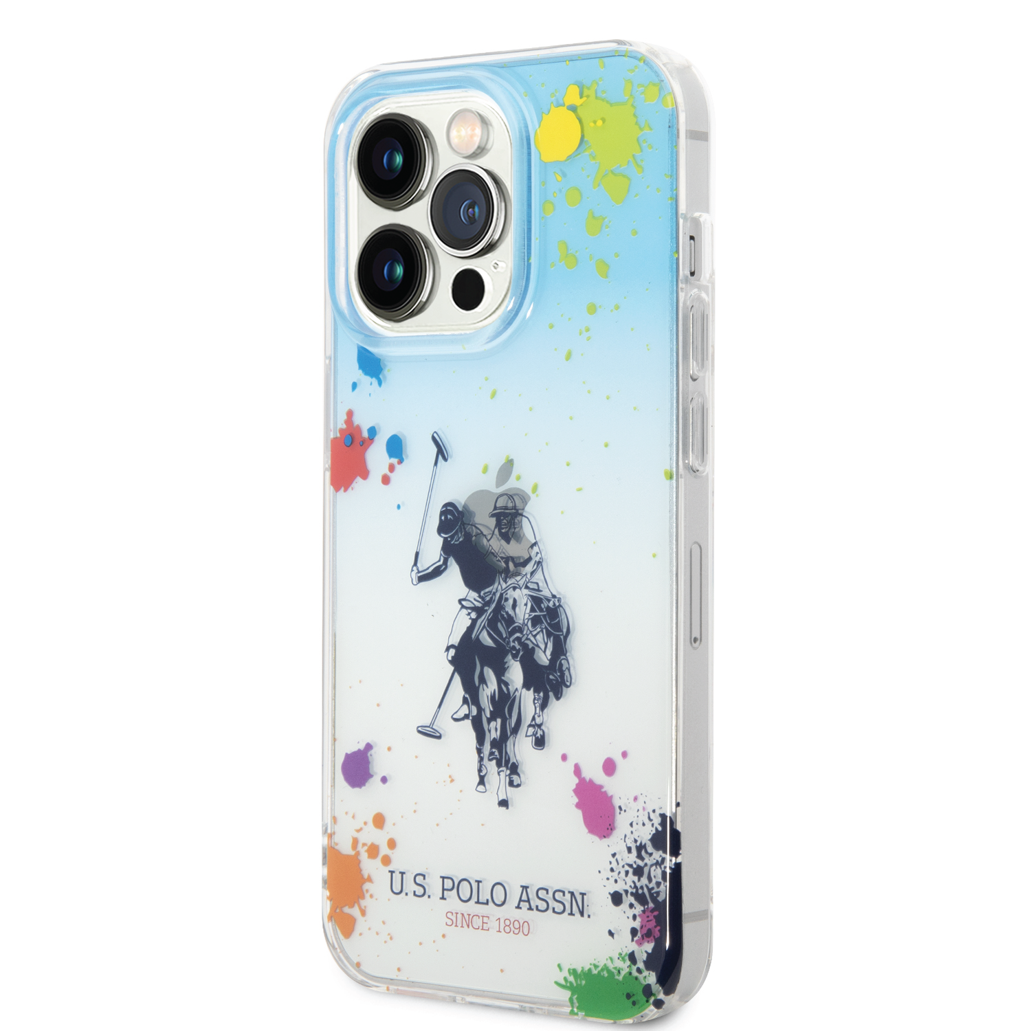 USPA PC/TPU Gradient Case With Splattered Pattern & Horse Logo For iPhone 14 Pro