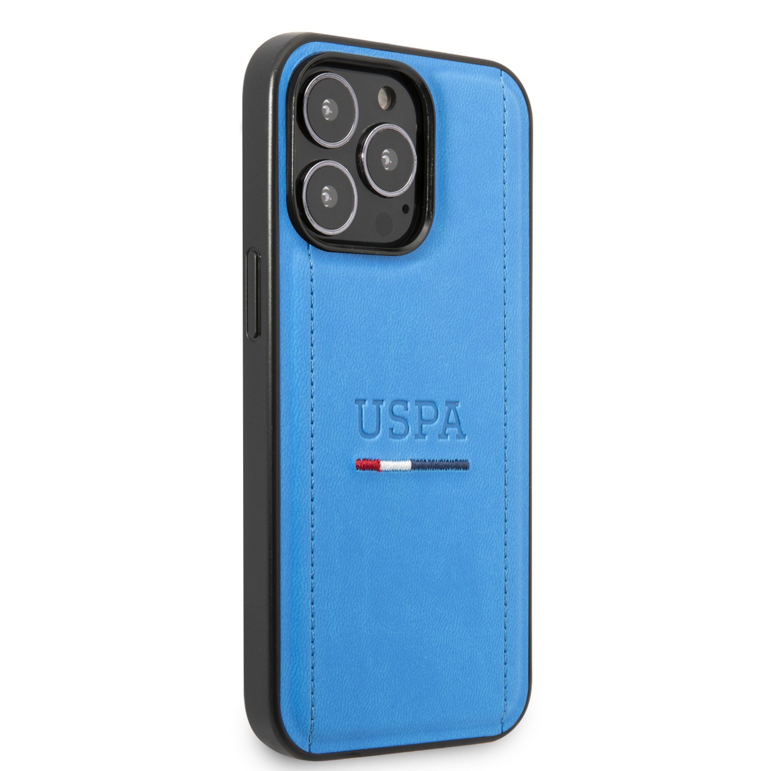 USPA PU Leather Case With Tricolor Stitches & Initials For iPhone 14 Pro Max