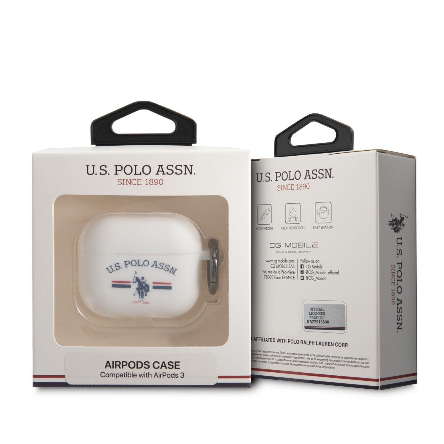 U.S.Polo Assn.Silicone Horses Flag Case for Airpods 3 - White