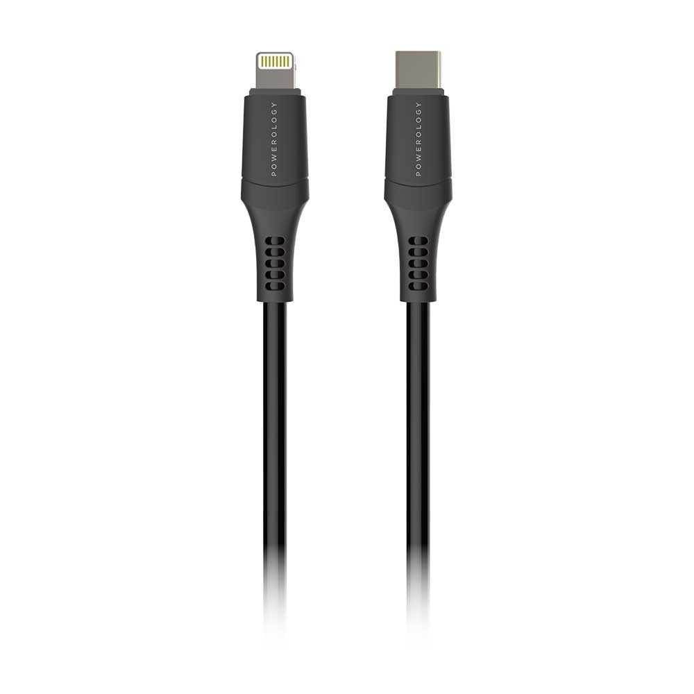 Powerology PVC Type-C to Lightning Cable 1.2M - Black