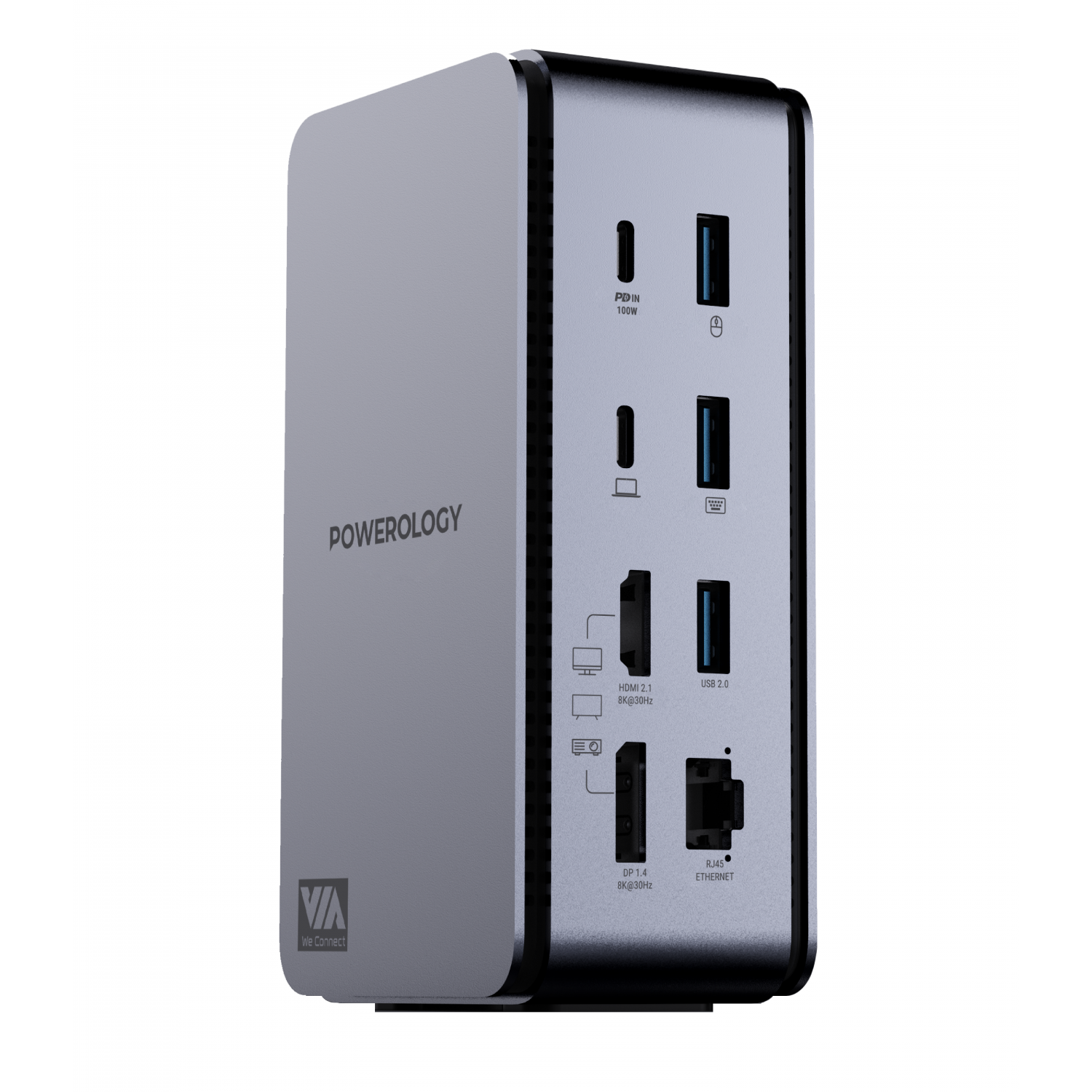 Powerology 15 in 1 Dual Dock Station PD 100W - Grey