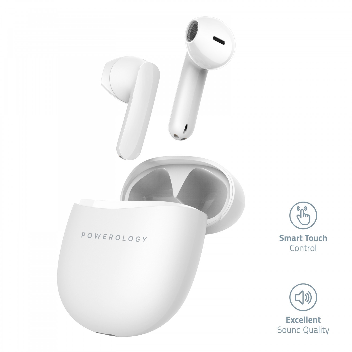 Powerology Bluetooth Stereo Buds Plus - White