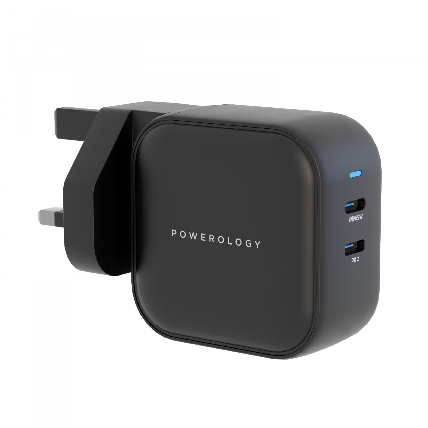 Powerology Dual Port PD GaN Wall Charger 65W - Black