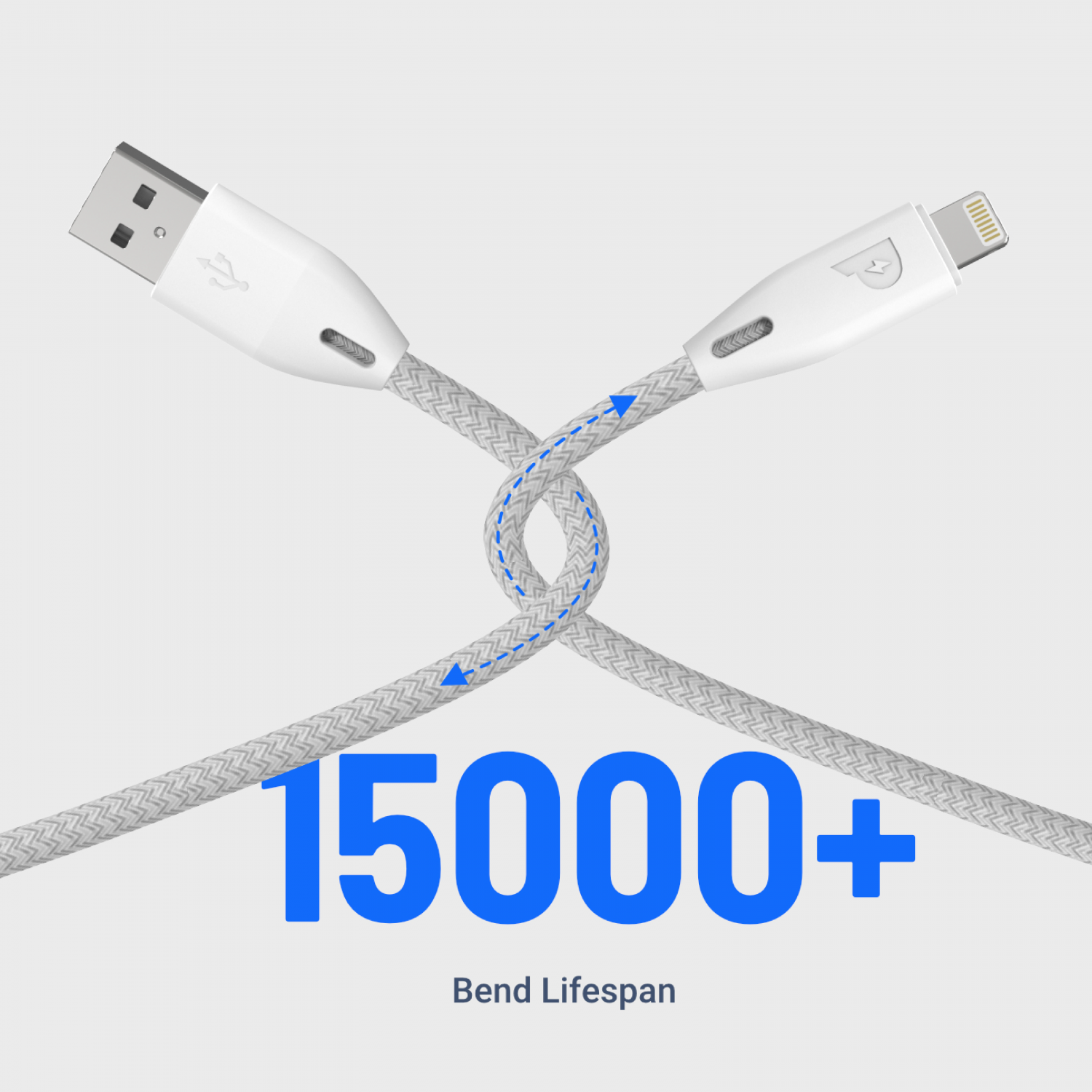 Powerology Braided USB-A to Lightning Cable 1.2M - White