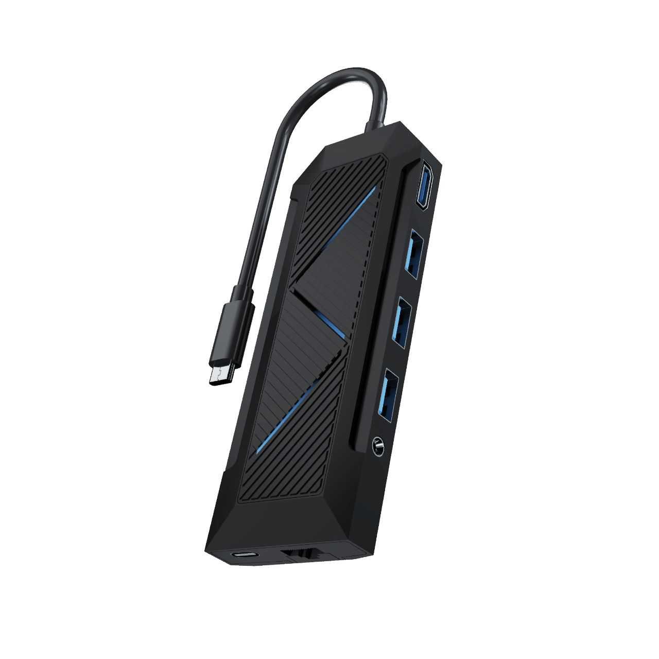 Porodo Gaming RGB 9 in 1 USB-C Hub Gamer`s Edition PD 100W - Black