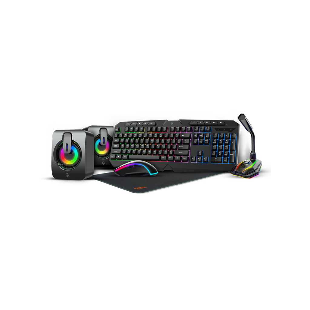 Porodo Gaming 5 in 1 Ultimate Gaming Kit ( Keyboard / Stereo Speakers / RGB Microphone /