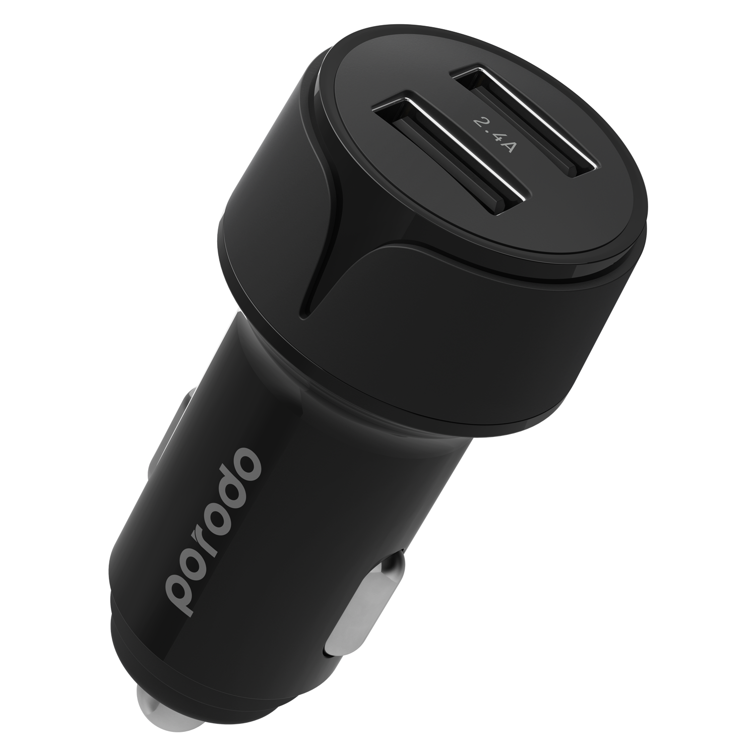 Porodo Blue Dual USB Car Charger 2.4A 12W - Black