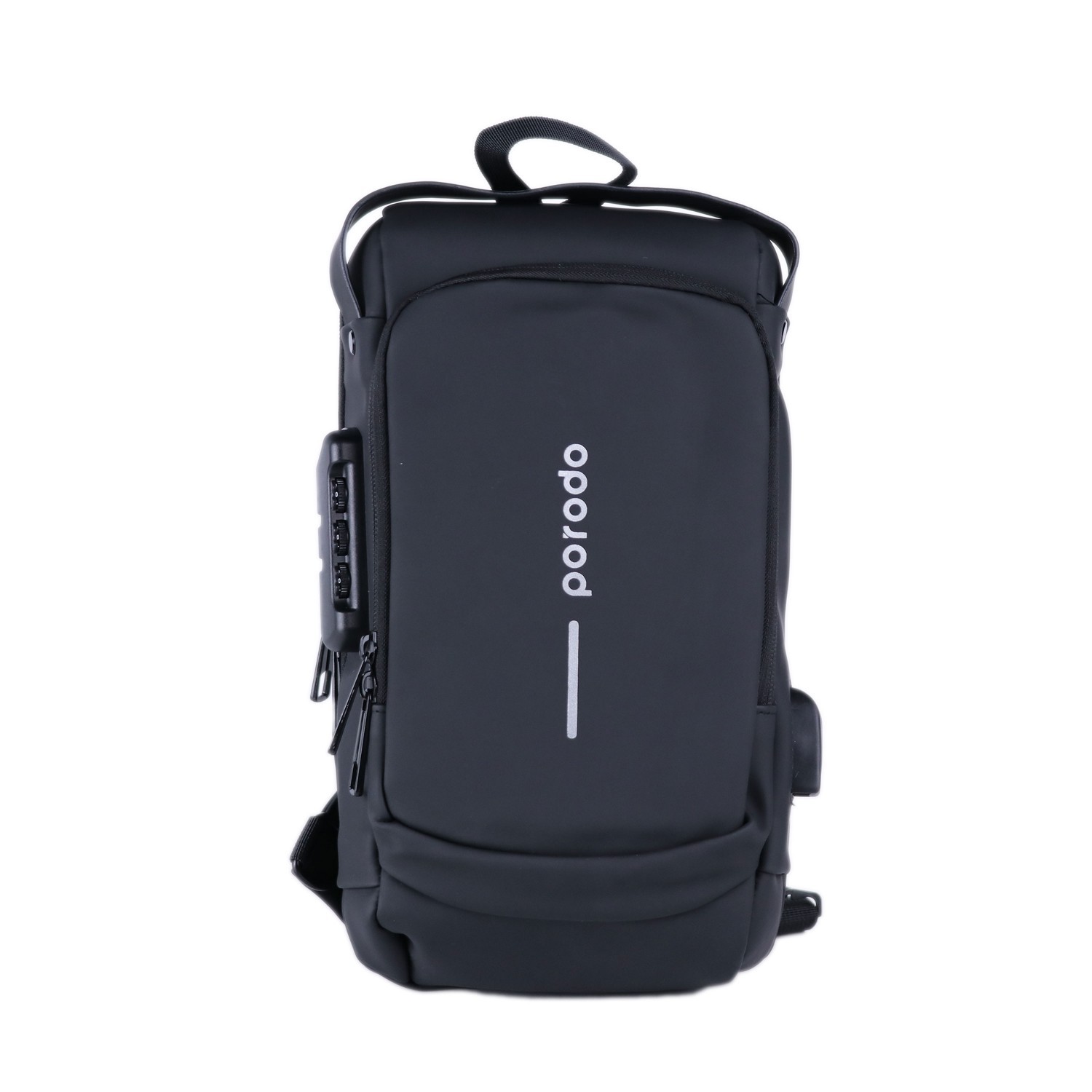 Porodo Lifestyle Waterproof Oxford Fanny Pack with USB-A Port - Black