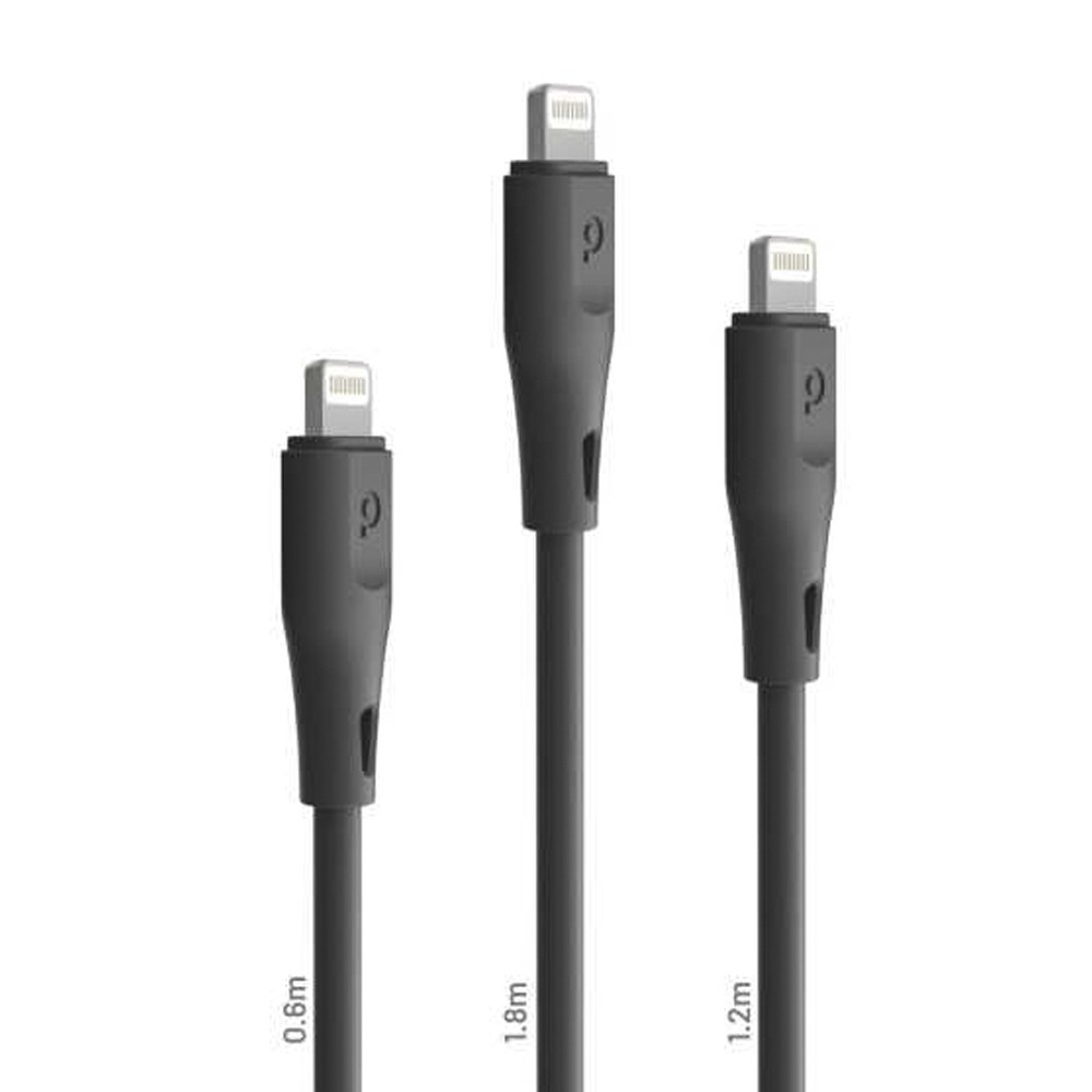 Porodo PVC 3 in 1 Lightning Cable ( 0.6m / 1.2m / 1.8m ) 2.4A - Black