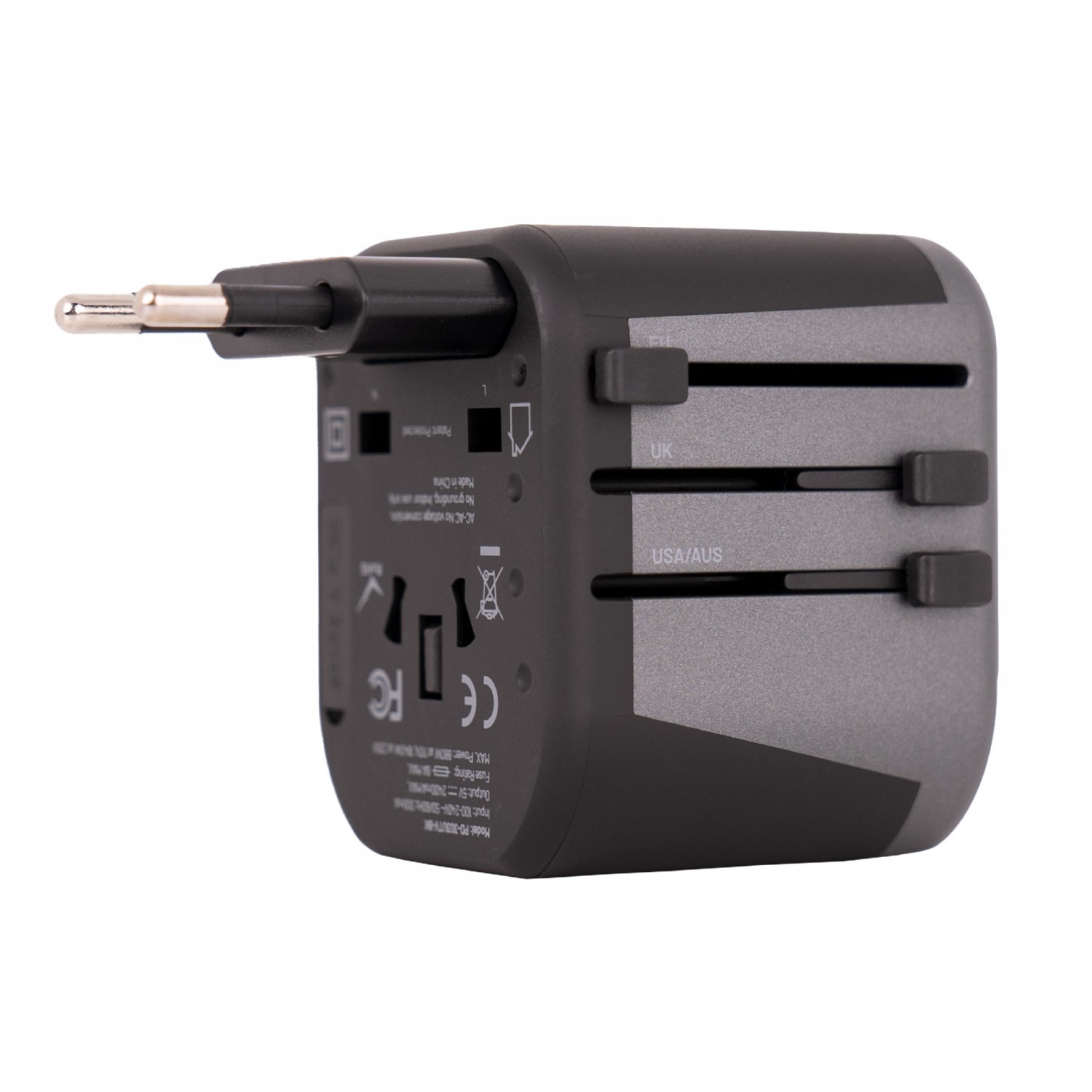 Porodo Dual USB Port Universal Travel Adapter 2.4A - Black