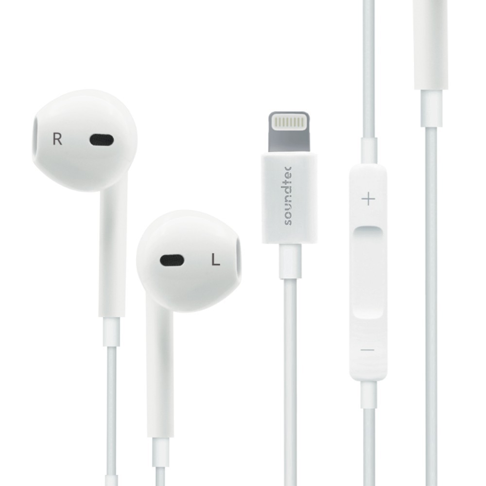 Porodo Soundtec Stereo Earphones with Lightning Connector 1.2m - White