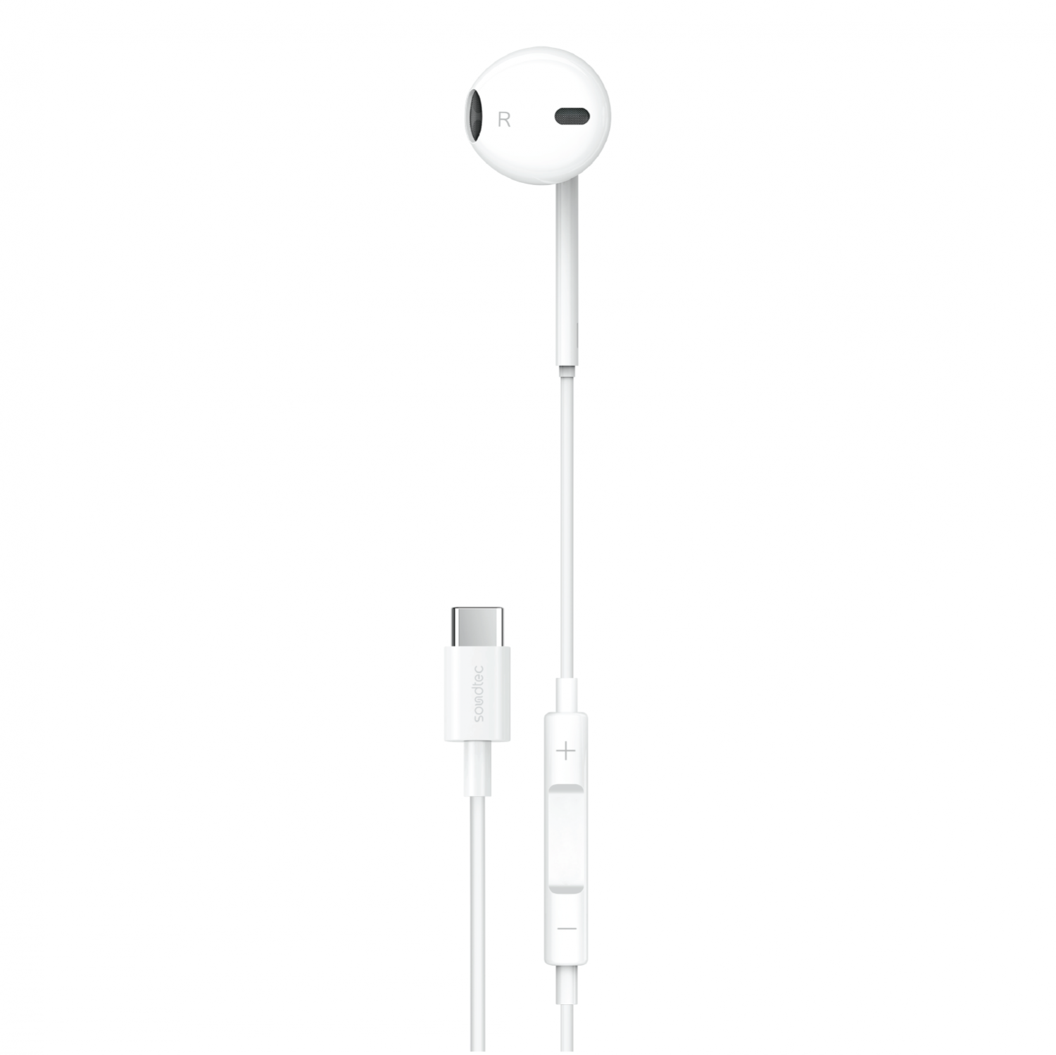 Porodo Mono Earphone with Type-C Connector - White