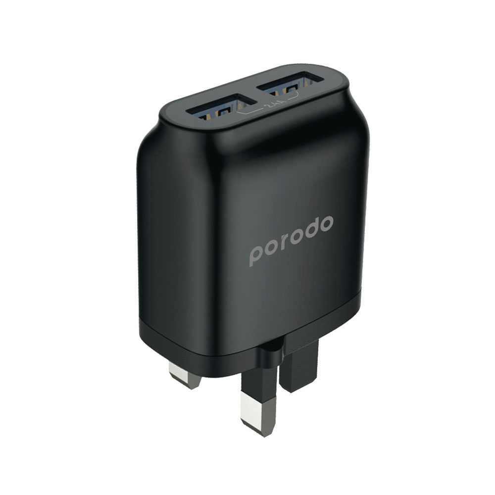 Porodo Dual USB Wall Charger 2.4A - Black