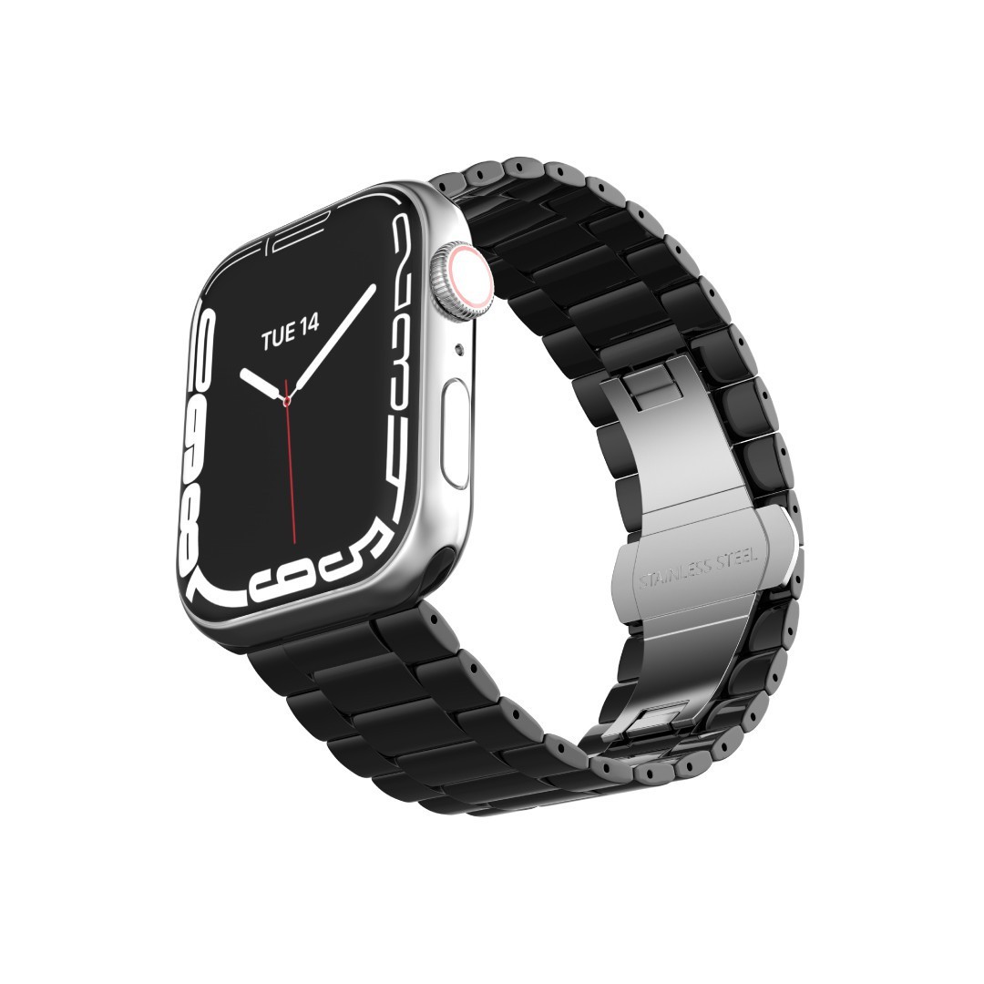 Levelo Nocturne Three Strain Ceramic Watch Strap For Apple Watch 42 / 44 / 45mm - Bla