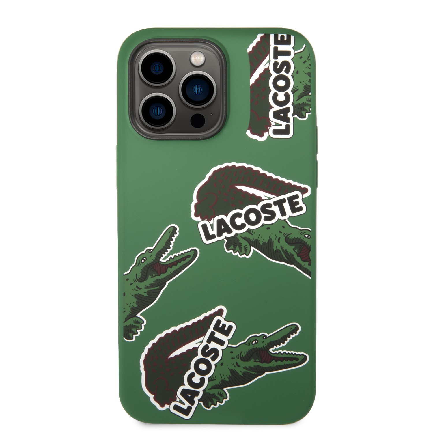 Lacoste HC Liquid Silicone & Microfiber Allover Pattern Case For iPhone 14 Pro Max