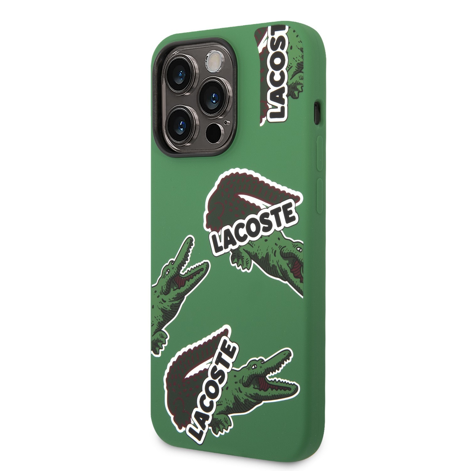 Lacoste HC Liquid Silicone & Microfiber Allover Pattern Case For iPhone 14 Pro