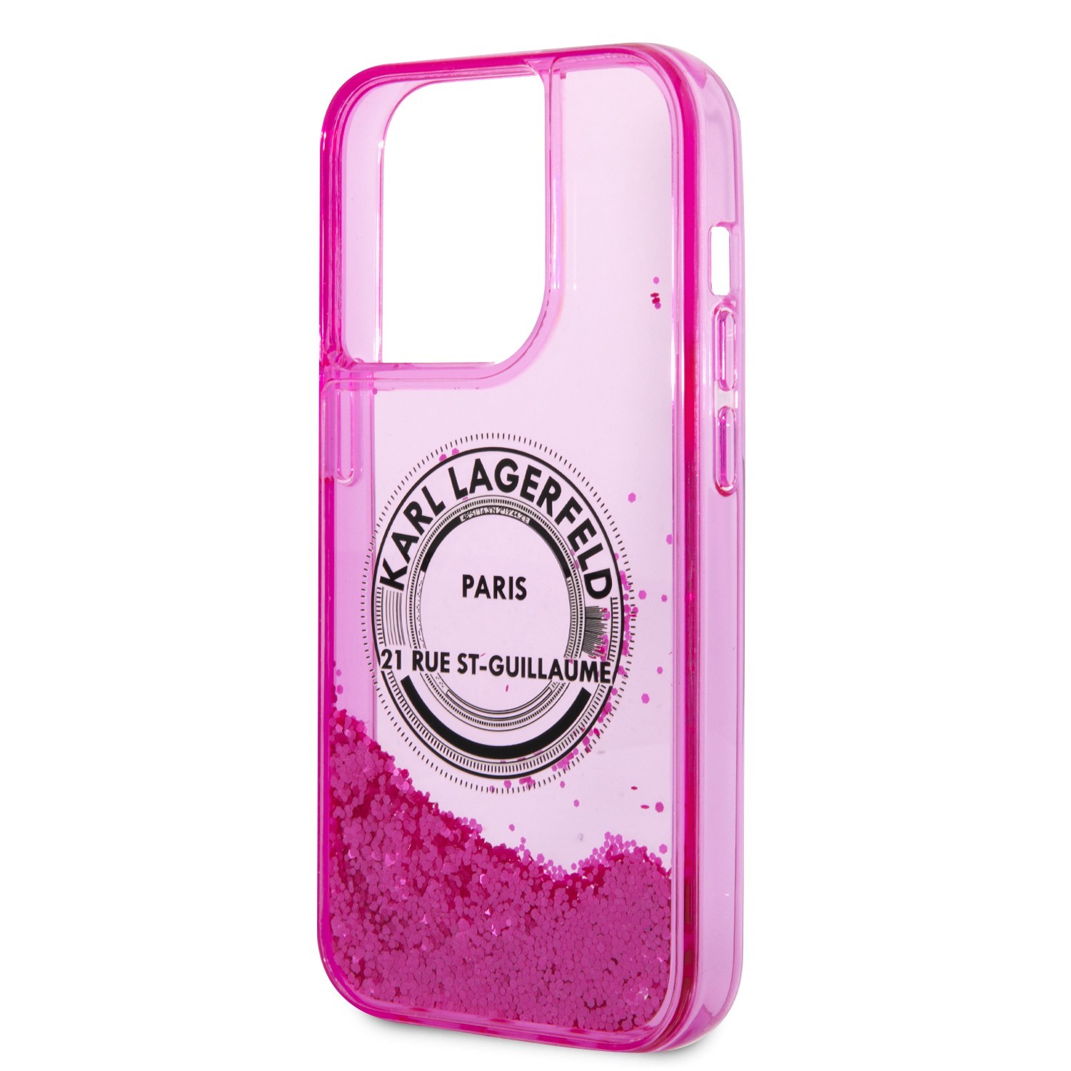 Karl Lagerfeld Liquid Glitter RSG Hard Case for iPhone 14 Pro Max (6.7") - Pink