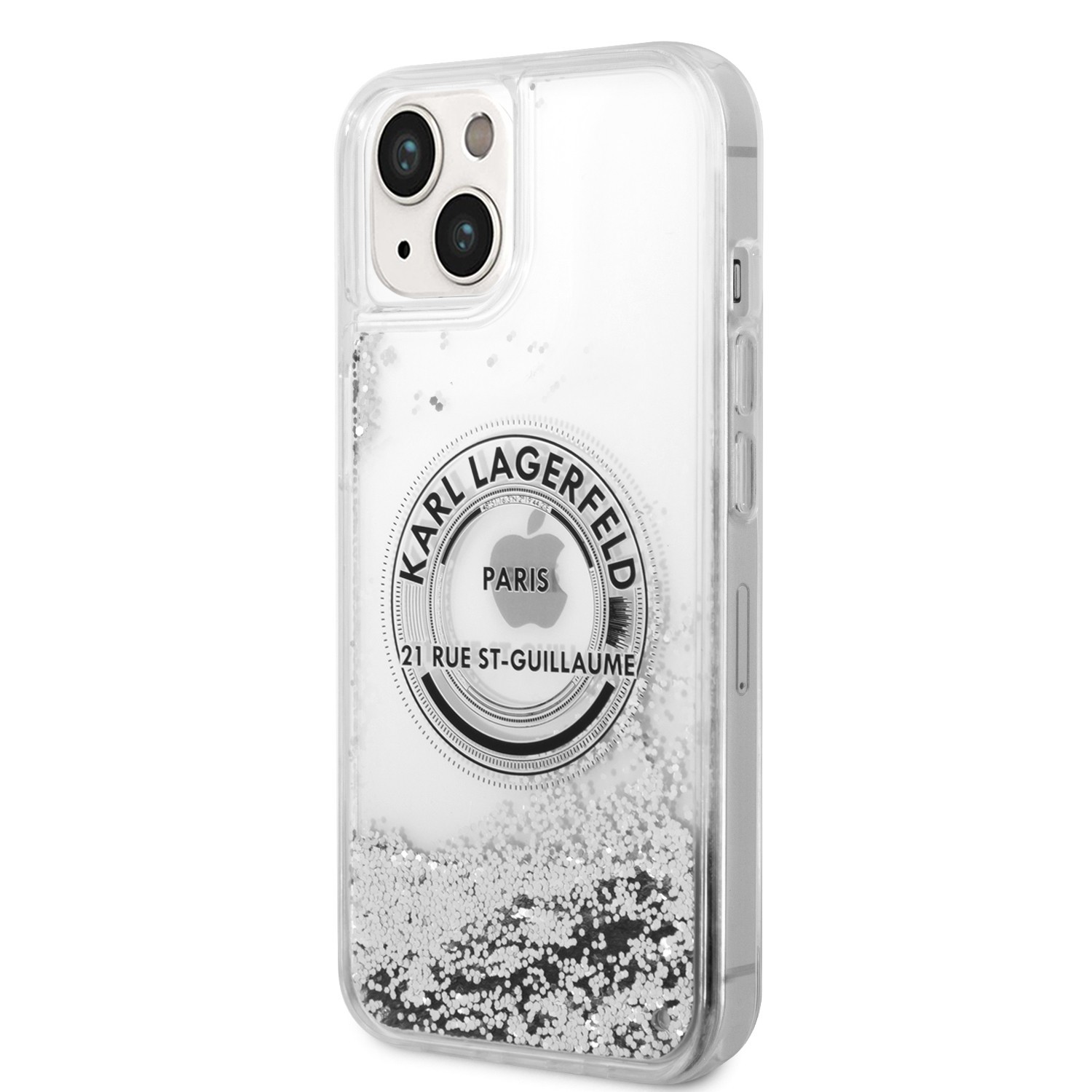 Karl Lagerfeld Liquid Glitter RSG Hard Case for iPhone 14 (6.1") - Silver