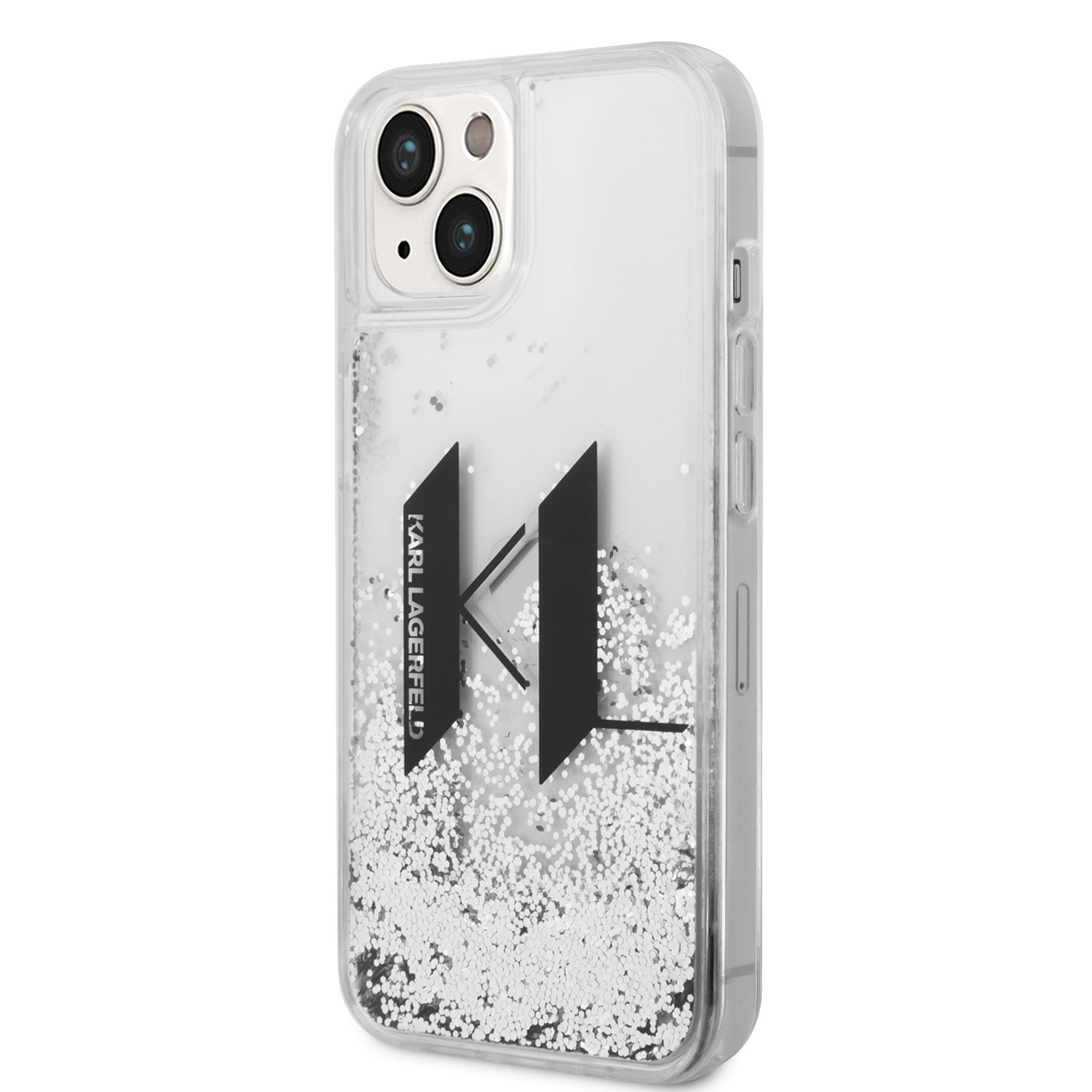 Karl Lagerfeld Liquid Glitter Big KL Hard Case for iPhone 14 Plus (6.7") - Silver