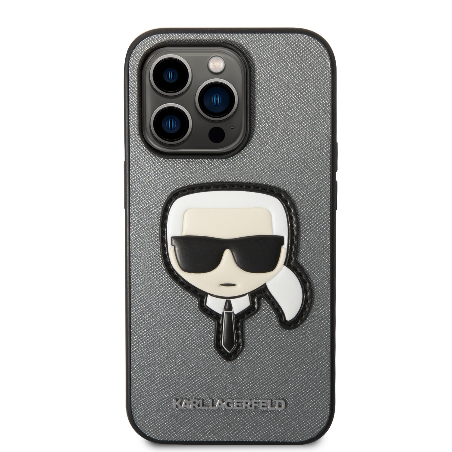 Karl Lagerfeld Saffiano Karl`s Head Patch Hard Case for iPhone 14 Pro (6.1")