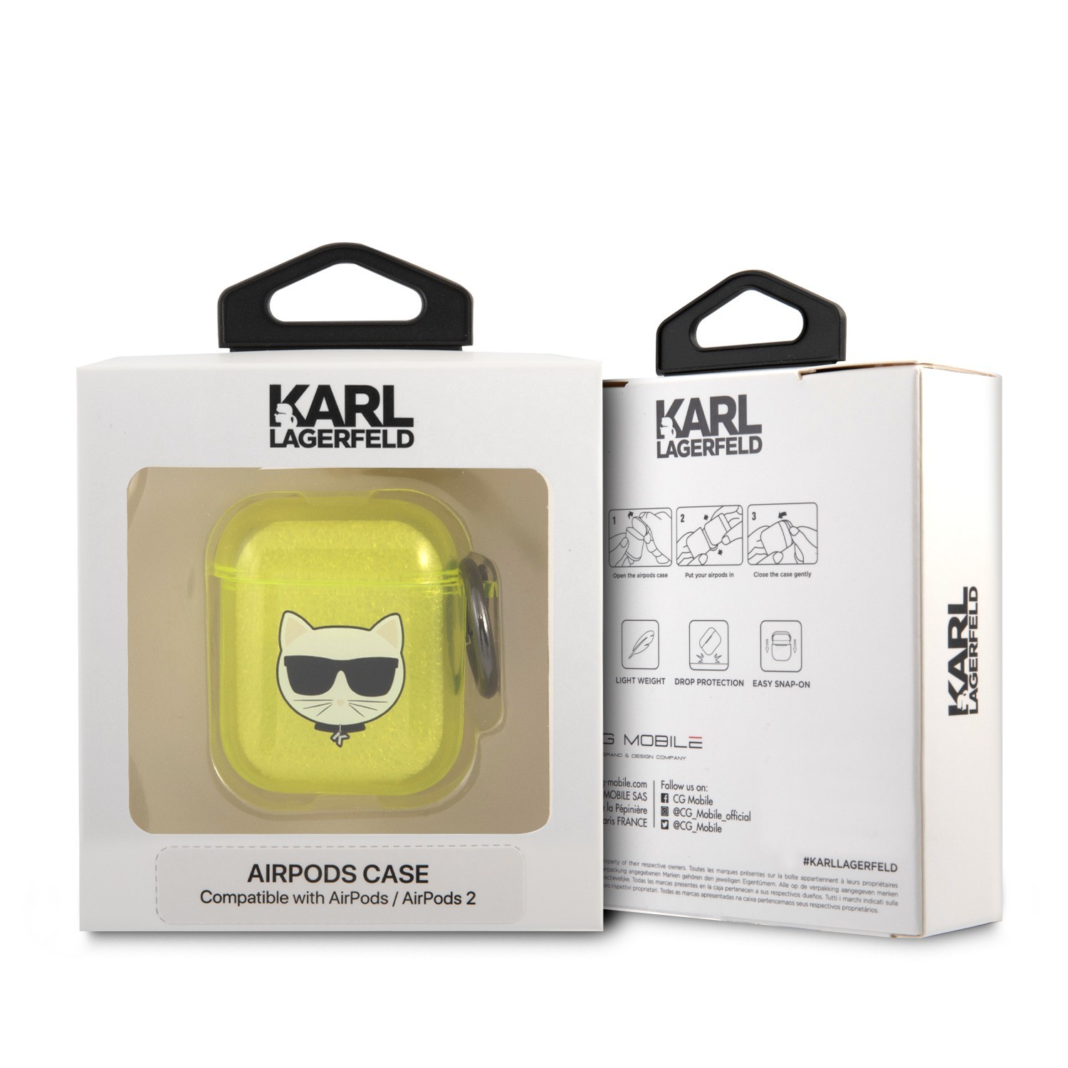 Karl Lagerfeld TPU Choupette Fluo Case for Apple Airpods 1/2 - Yellow