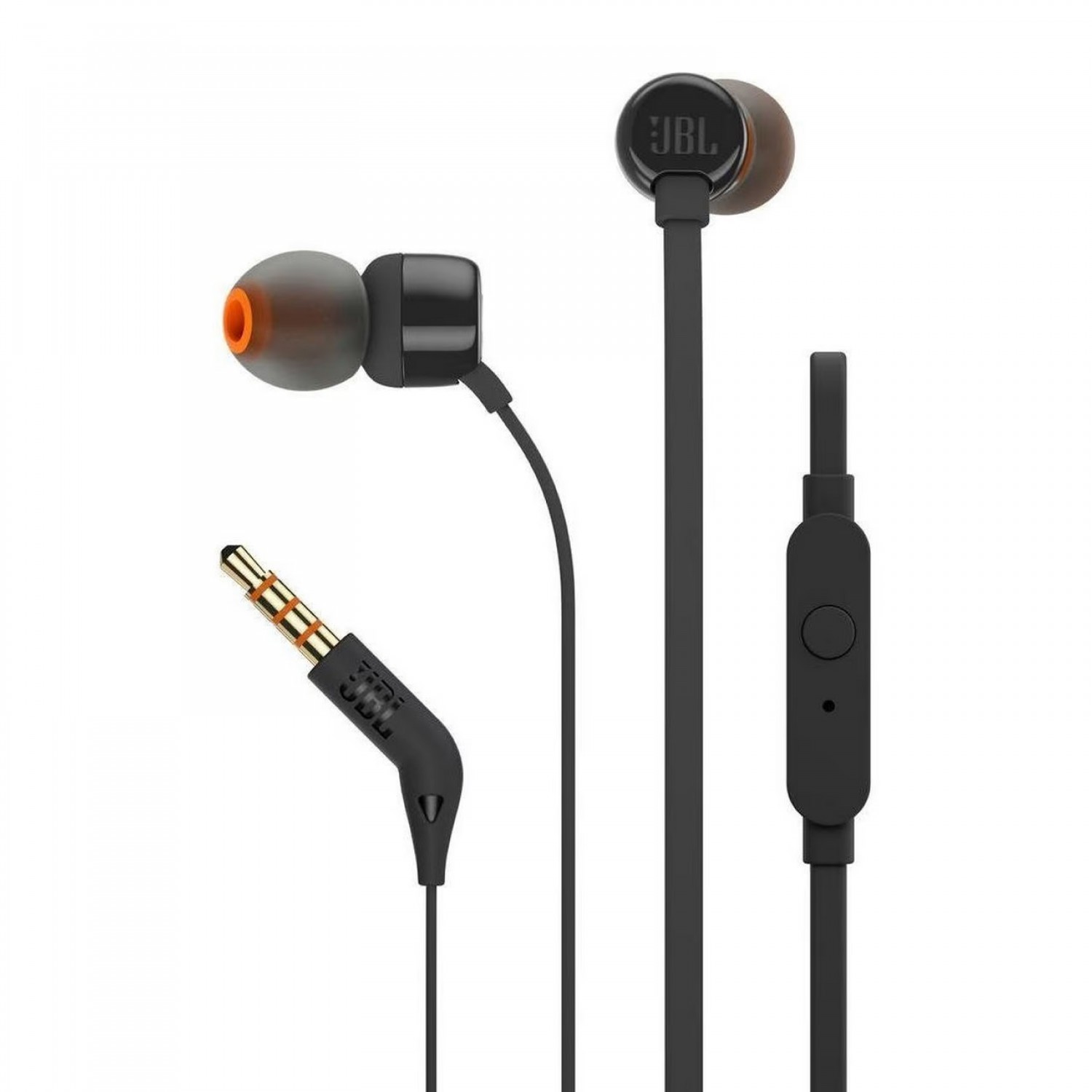 JBL Tune 110 Wired In-Ear Headphones, Deep and Powerful Pure Bass Sound, 1-Button Remote/Mic, Tangle-Free Flat Cable, Ultra Comfortable Fit