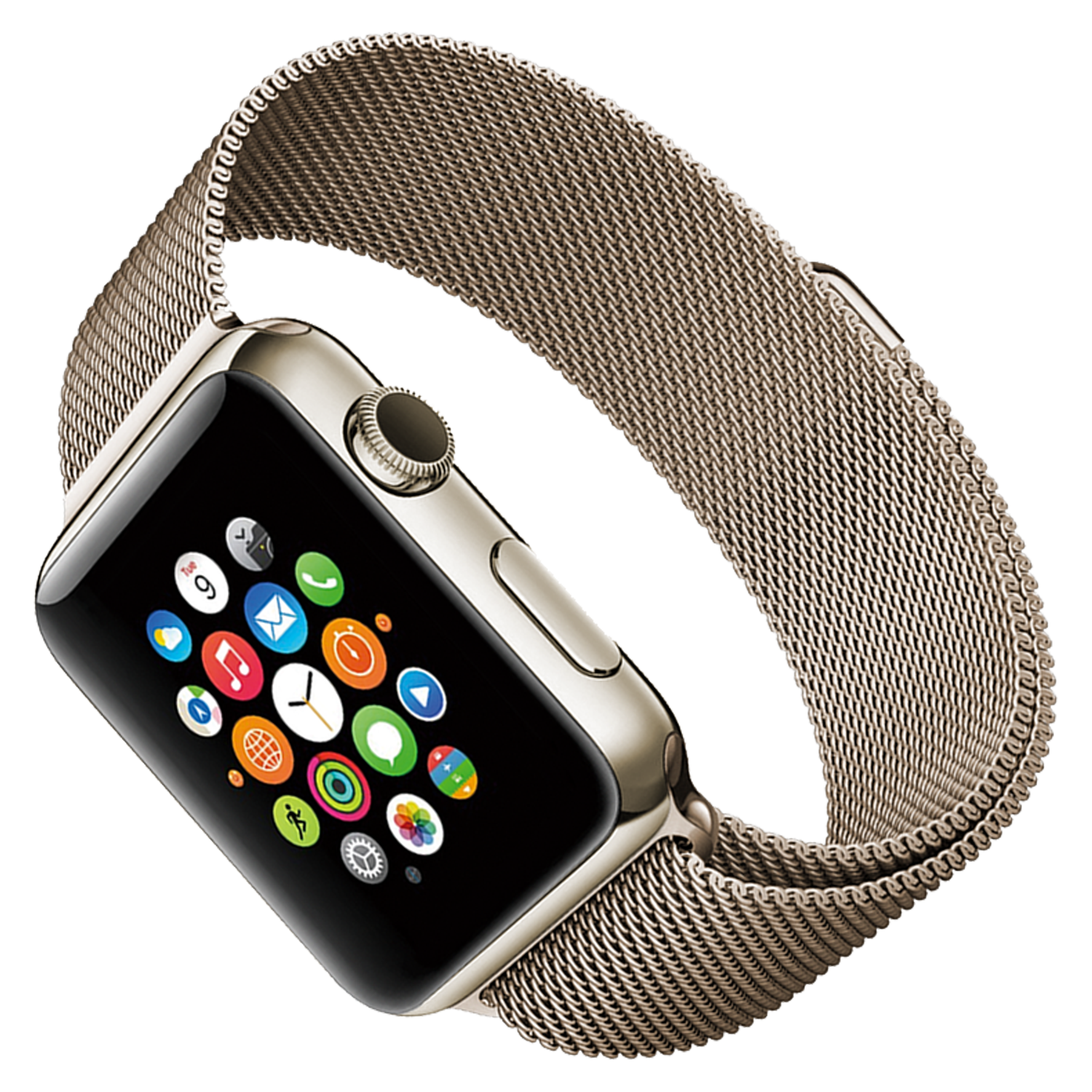 iGuard by Porodo Steel Mesh Watch Band for Apple Watch 44mm / 45mm - Retro Gold