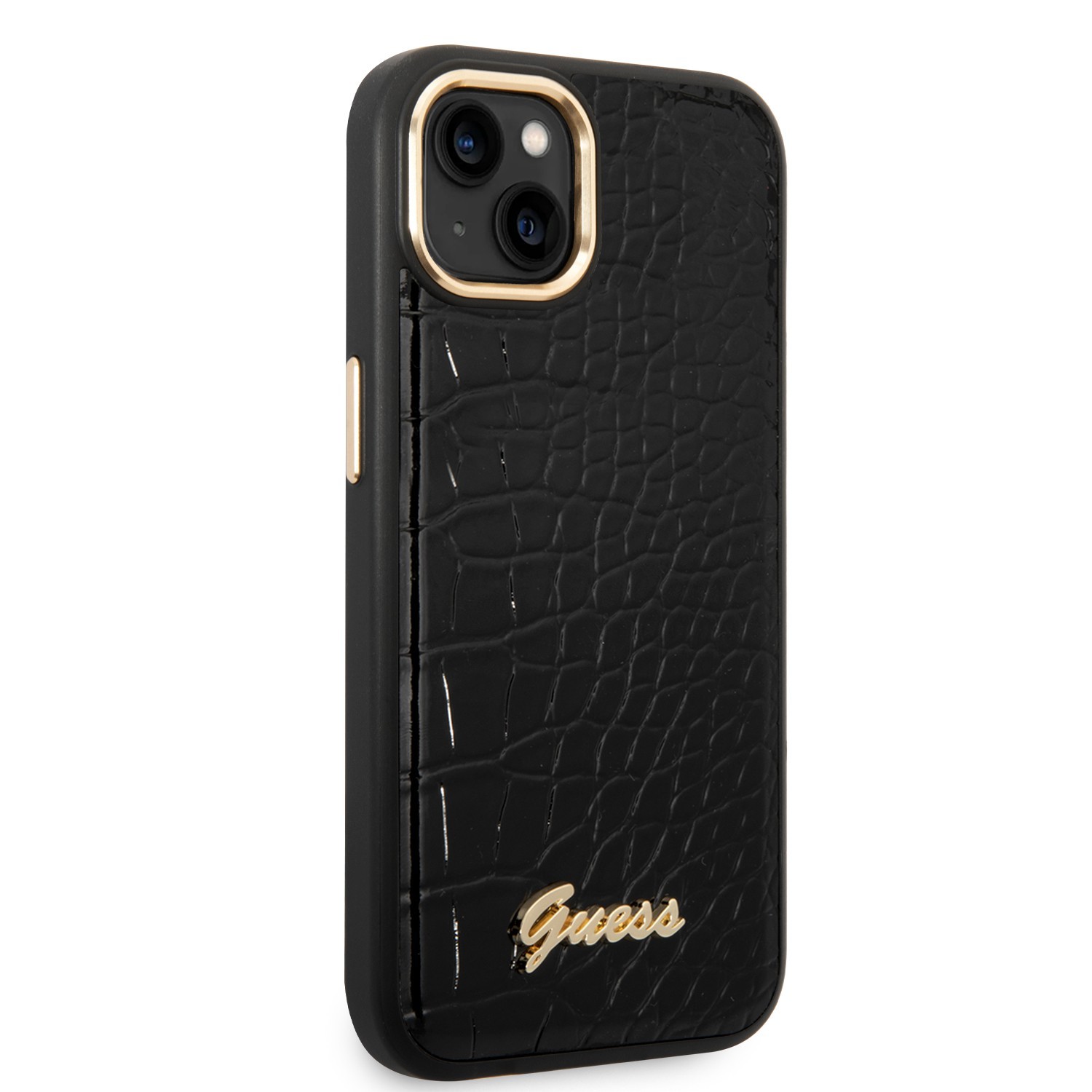  Guess Pu Croco Case With Metal Camera Outline For iPhone 14 Plus - Black