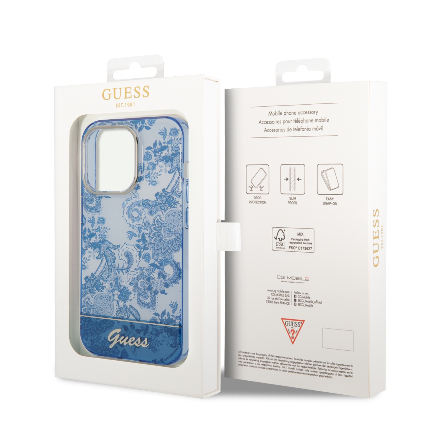 Guess PC/TPU IML Case With Double Layer Electroplated Camera Outline & Toile De Jou iphone 14 pro