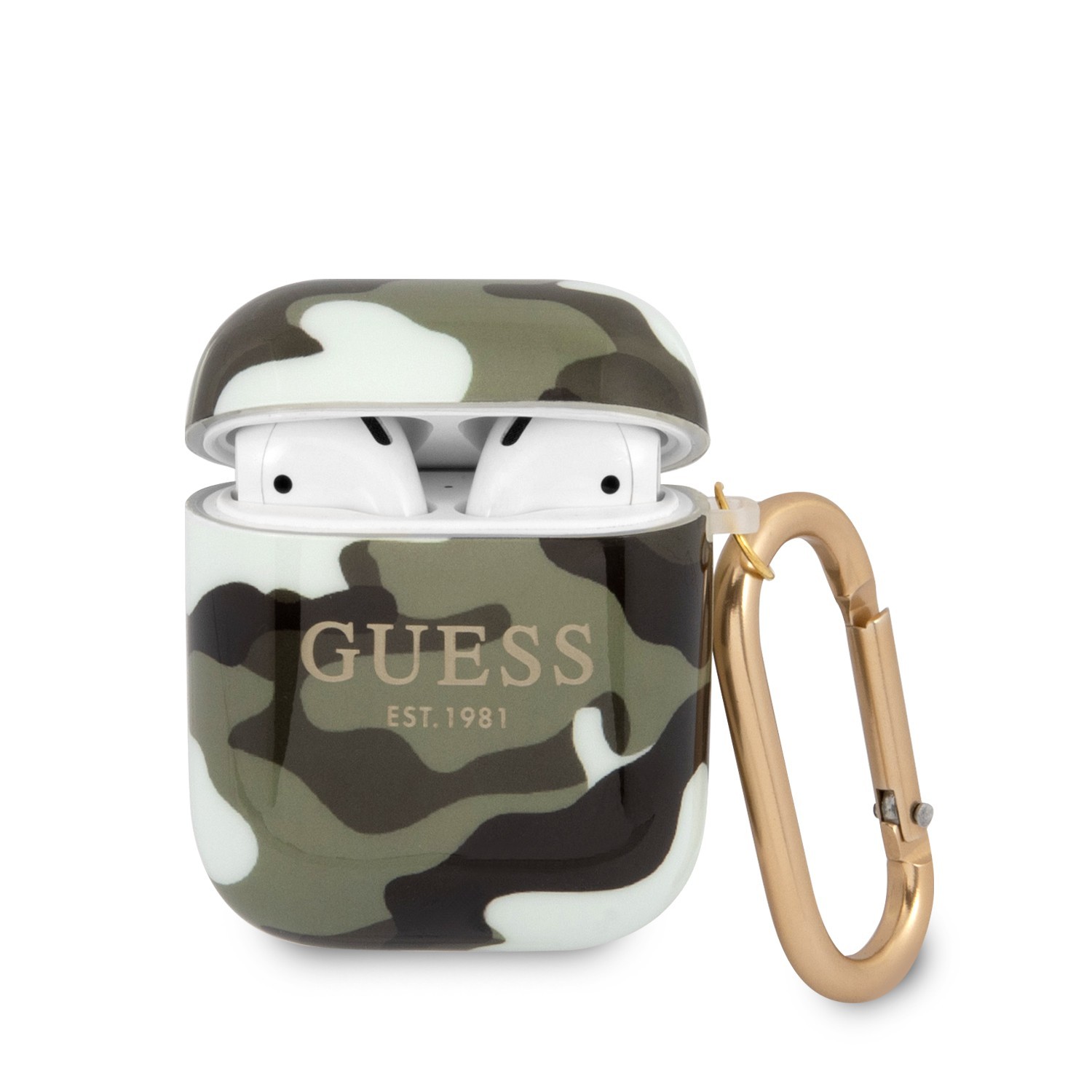 Guess TPU Shinny Camouflage Case for Airpods 1/2 - Kaki