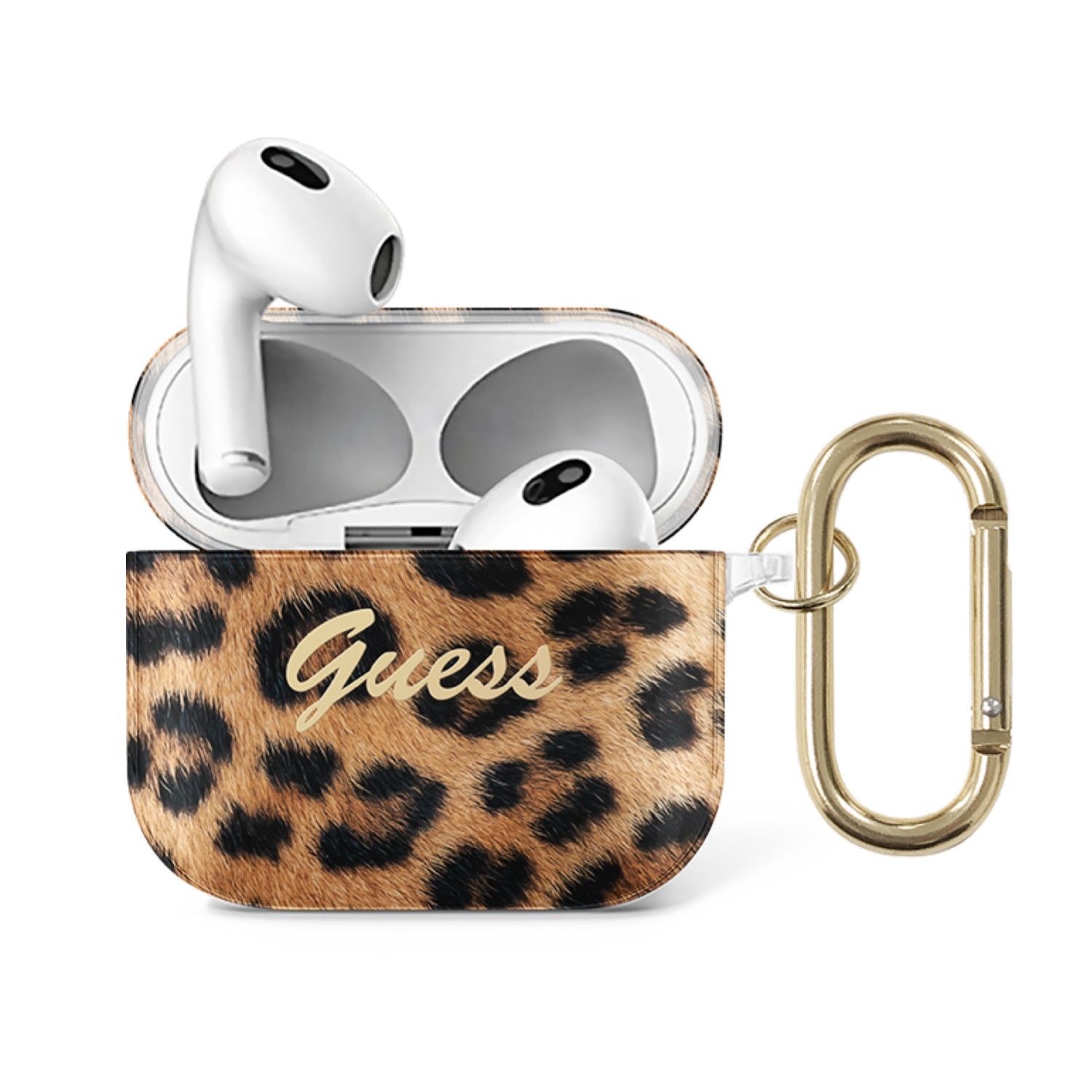 Guess TPU Shinny Leopard Case for Airpods 3 -Tiger/Gold